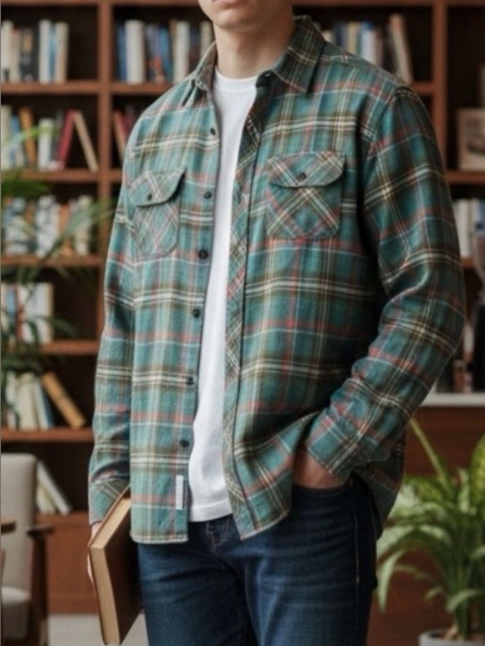 Paper Denim & Cloth Green Plaid Button Front Shirt Men’s Medium NWT